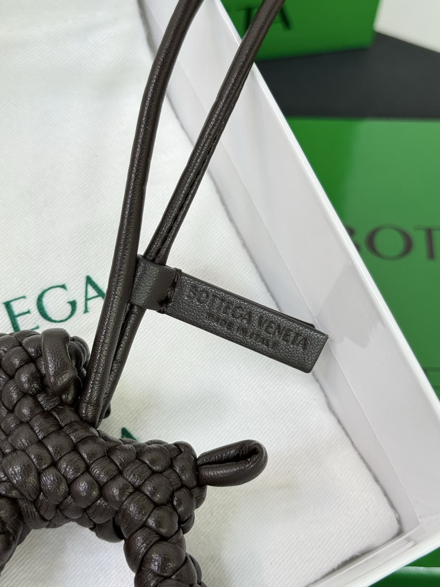 Bottega Veneta Black Leather Dog Charm
